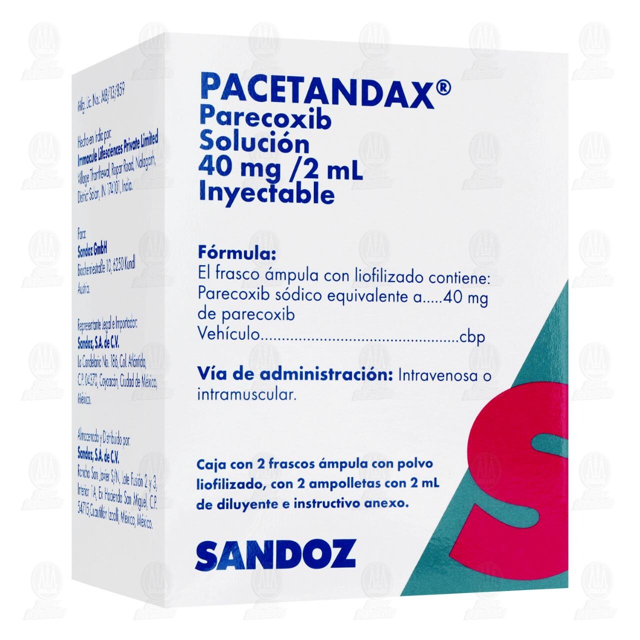 Pacetandax 40mg/2ml Soluci&oacute;n Inyectable 2 Frascos 2 Ampolletas, 2 ml. image number 0