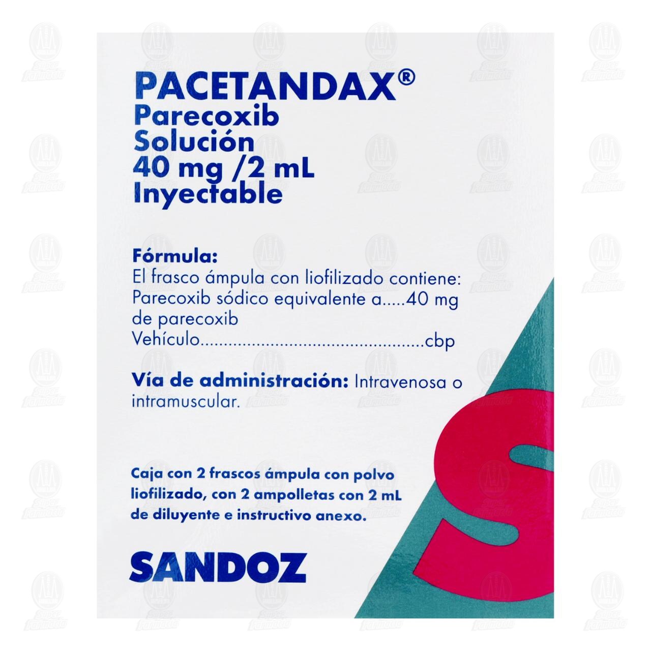 Pacetandax 40mg/2ml Soluci&oacute;n Inyectable 2 Frascos 2 Ampolletas, 2 ml. image number 1