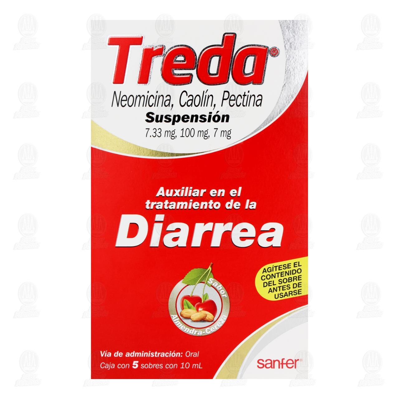 Treda Suspensi&oacute;n Sabor Almendra-Cereza 7.33mg/100mg/7mg, 5 Sobres con 10 ml. image number 1