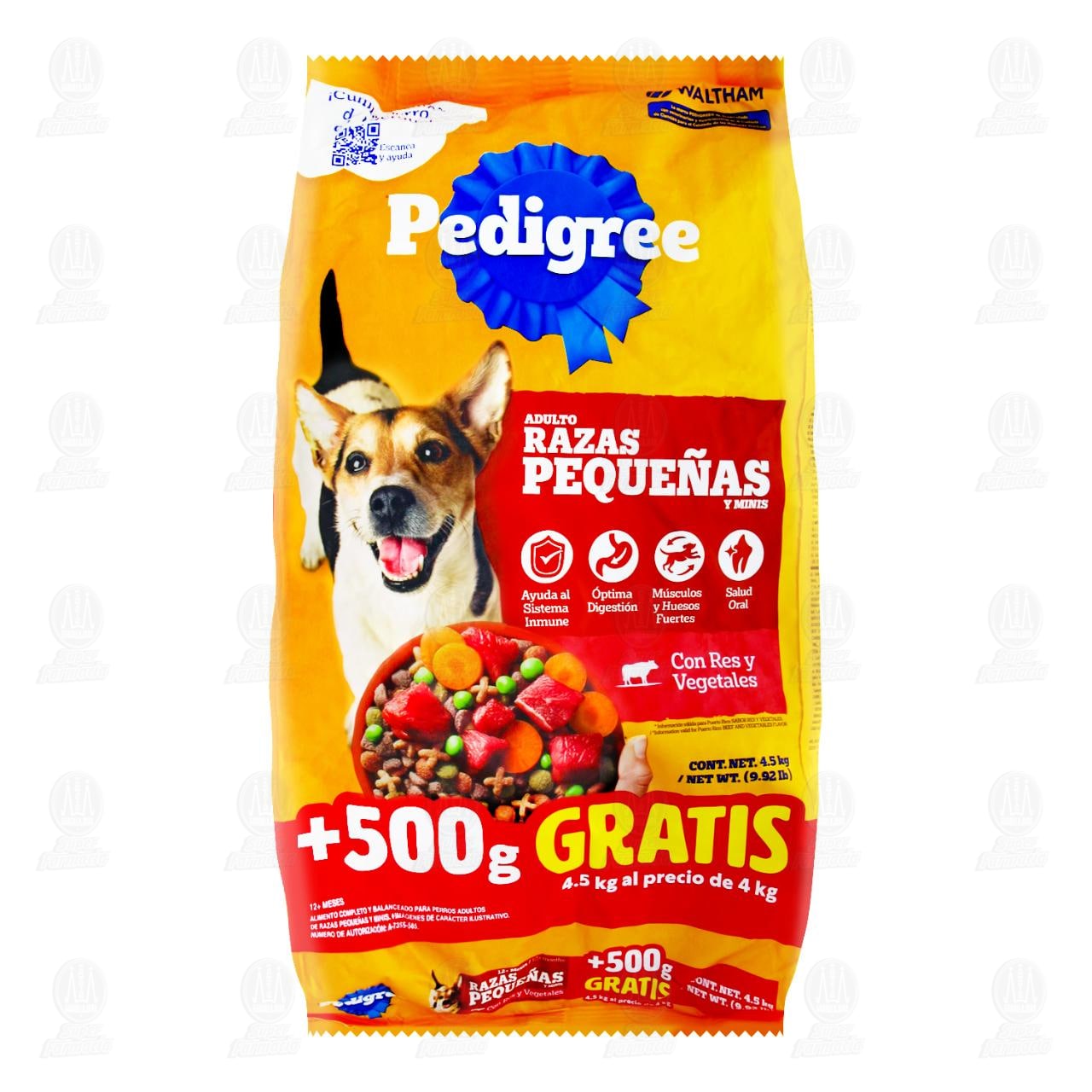 Pedigree Alimento seco para Perros Adultos de Razas Pequeñas y Minis con Res y Vegetales, 4.5 kg.