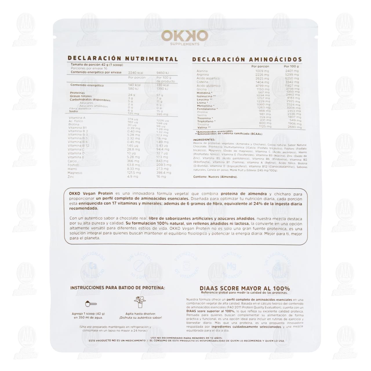 Prote&iacute;na Vegana Okko Deep Chocolate a Base de Prote&iacute;na de Almendra, 680 gr. image number 1