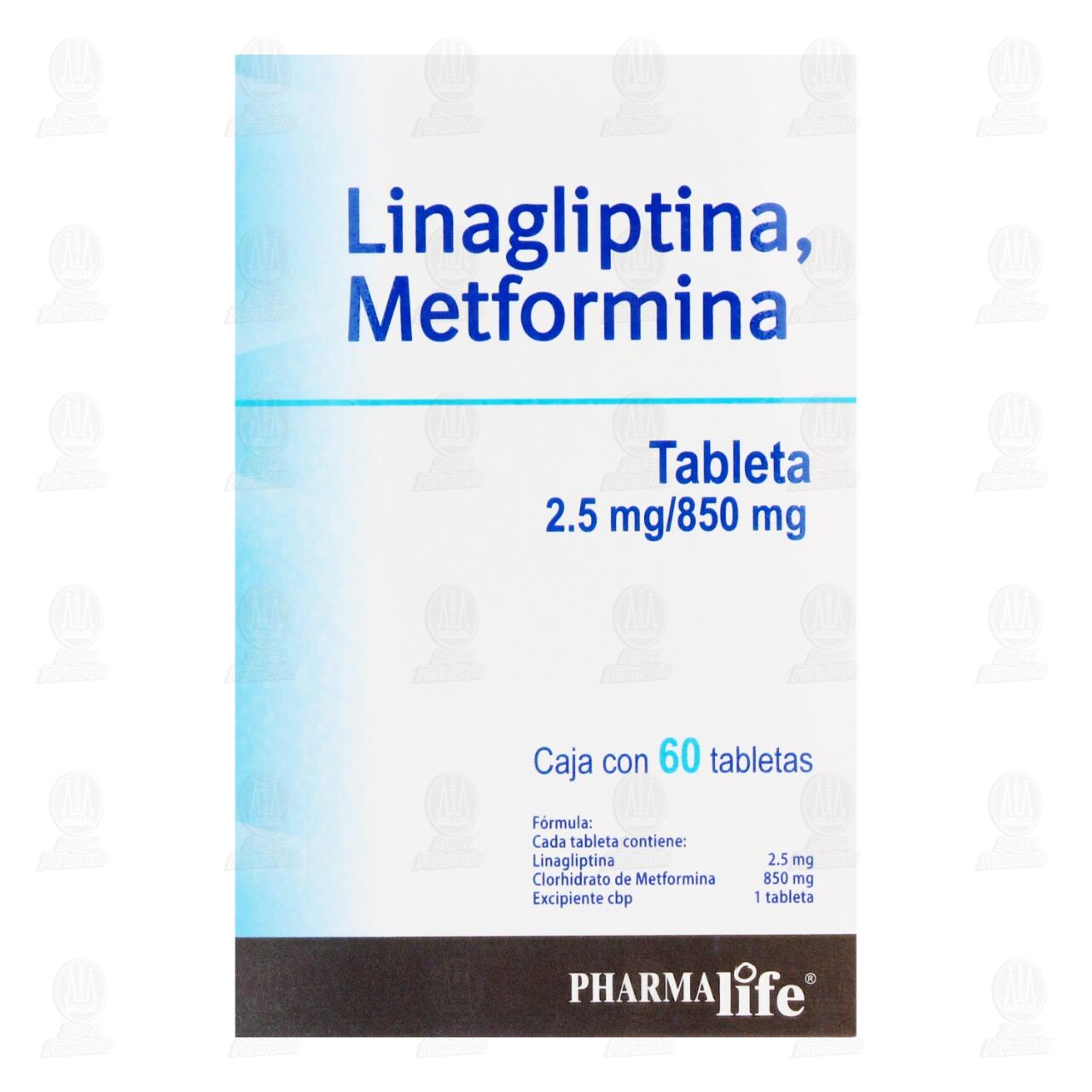Linagliptina, Metformina 2.5mg/850mg, 60 Tabletas Pharmalife. image number 2
