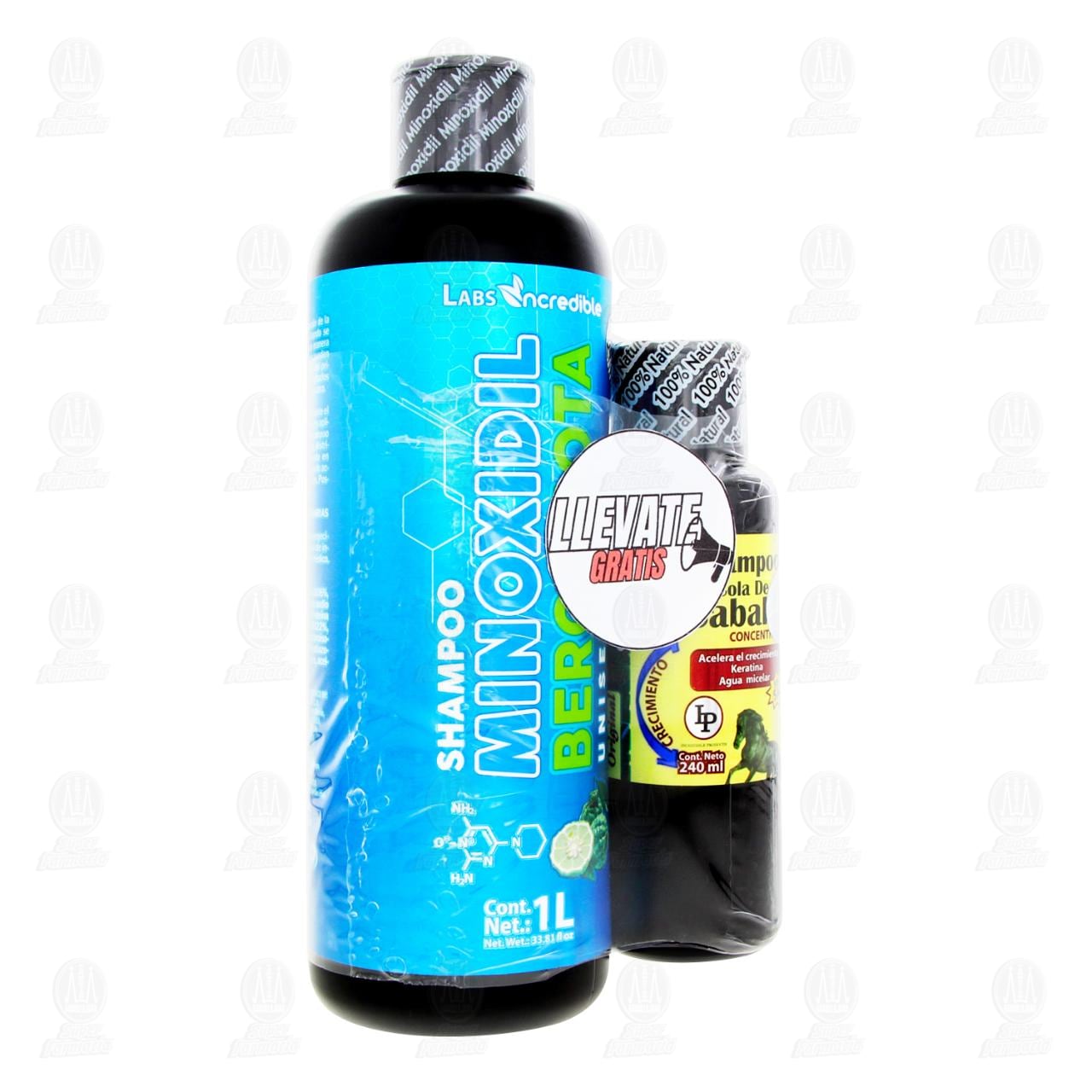 Pack Shampoo Labs Incredible Minoxidil Bergamota 1 l + Shampoo Cola de Caballo Concentrado 240 ml, 2 pzas. image number 0