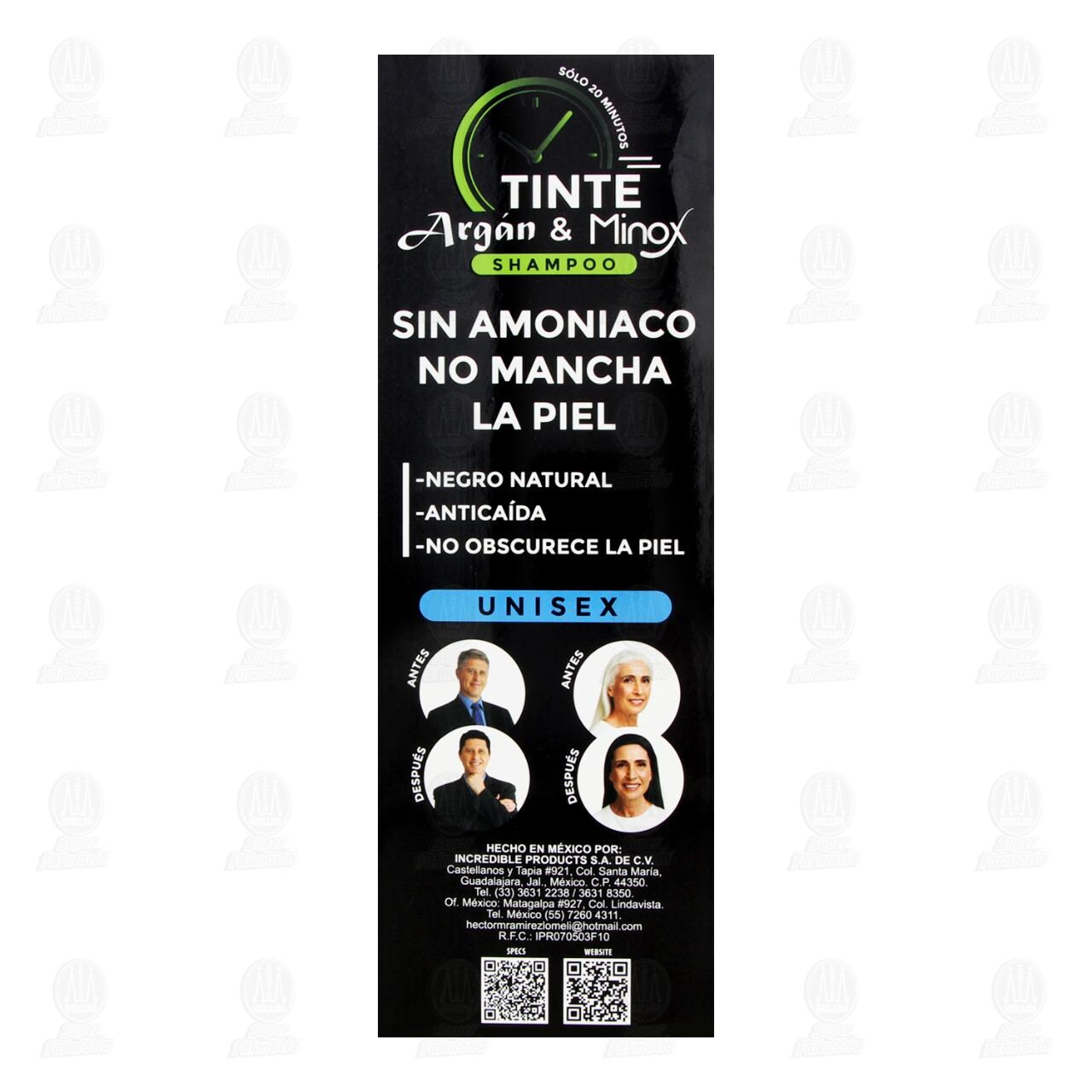 Tinte Labs Incredible Arg&aacute;n & Minox Shampoo Negro Natural, 450 ml. image number 2
