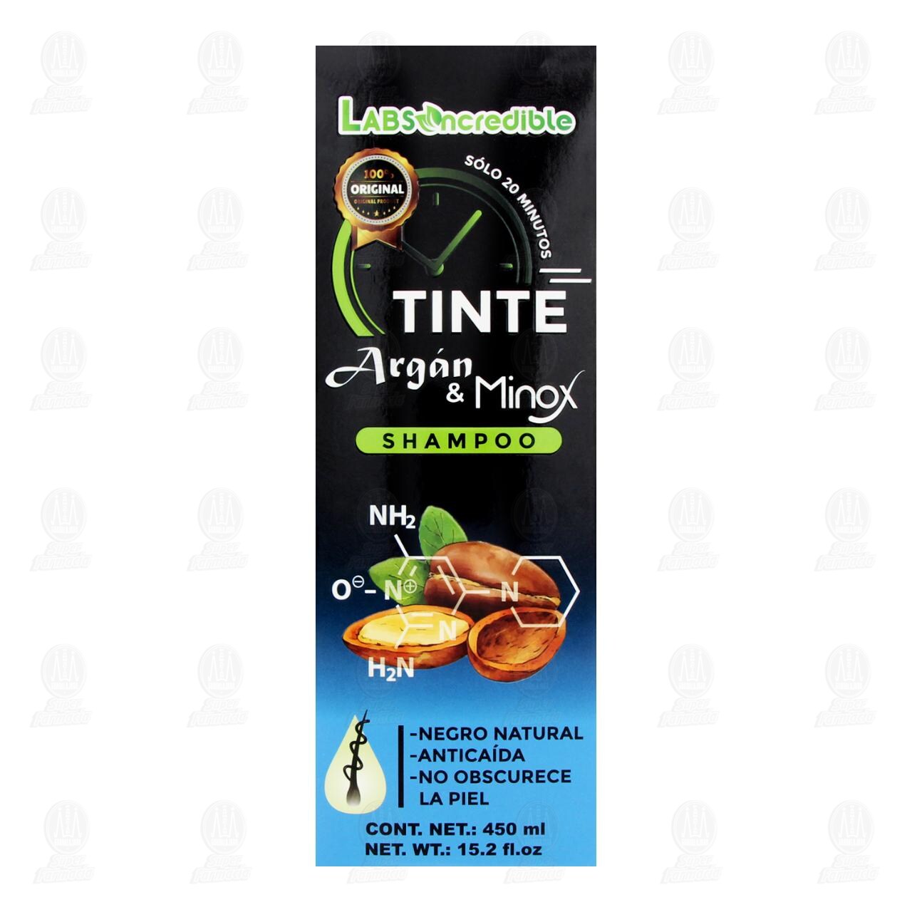 Tinte Labs Incredible Arg&aacute;n & Minox Shampoo Negro Natural, 450 ml. image number 1