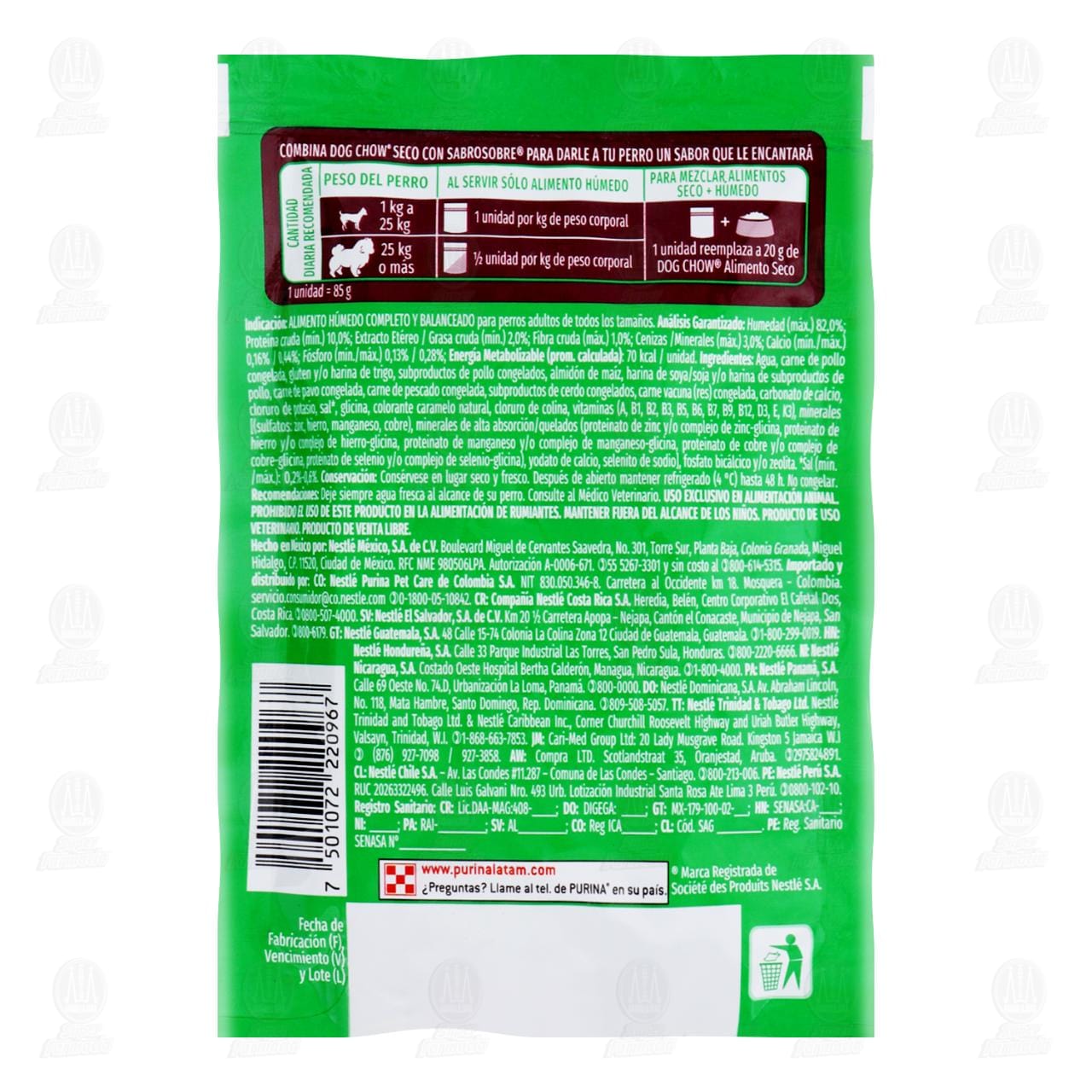 Purina Dog Chow Alimento H&uacute;medo Multi Prote&iacute;nas con Maxi Filetes para Perros Adultos de Todos los Tama&ntilde;os, 85 gr. image number 1