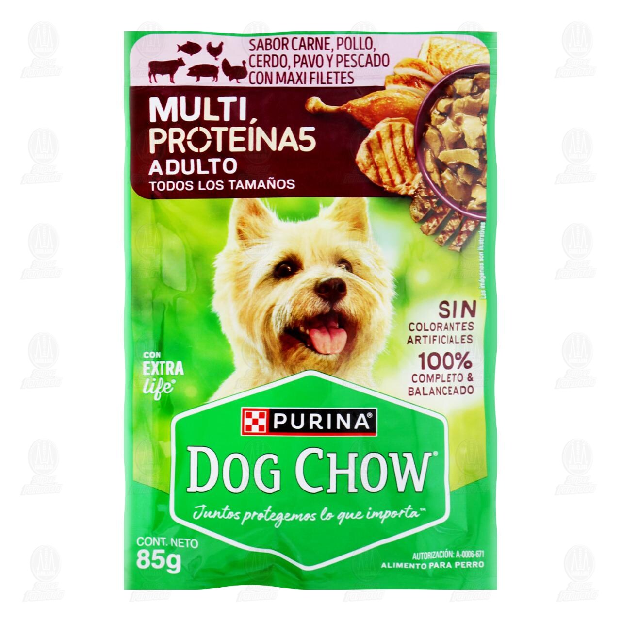 Purina Dog Chow Alimento H&uacute;medo Multi Prote&iacute;nas con Maxi Filetes para Perros Adultos de Todos los Tama&ntilde;os, 85 gr.