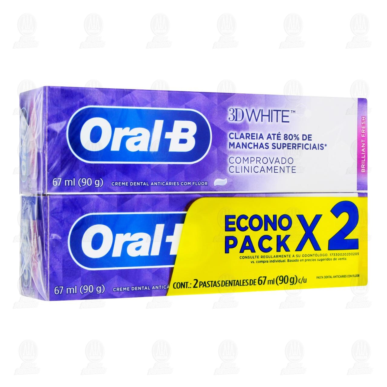 Pack Pasta Dental Oral-B 3D White Brilliant Fresh, 2 pzas de 67 ml c/u. image number 0