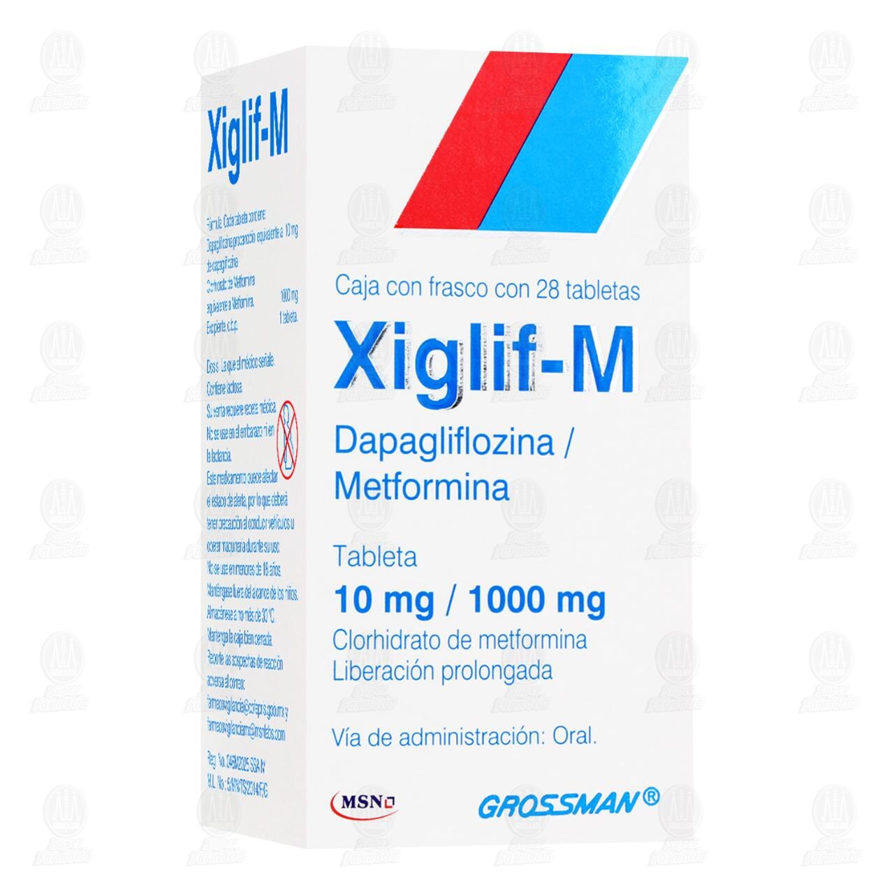 Xiglif-M 10mg/1000mg, 28 Tabletas. image number 0