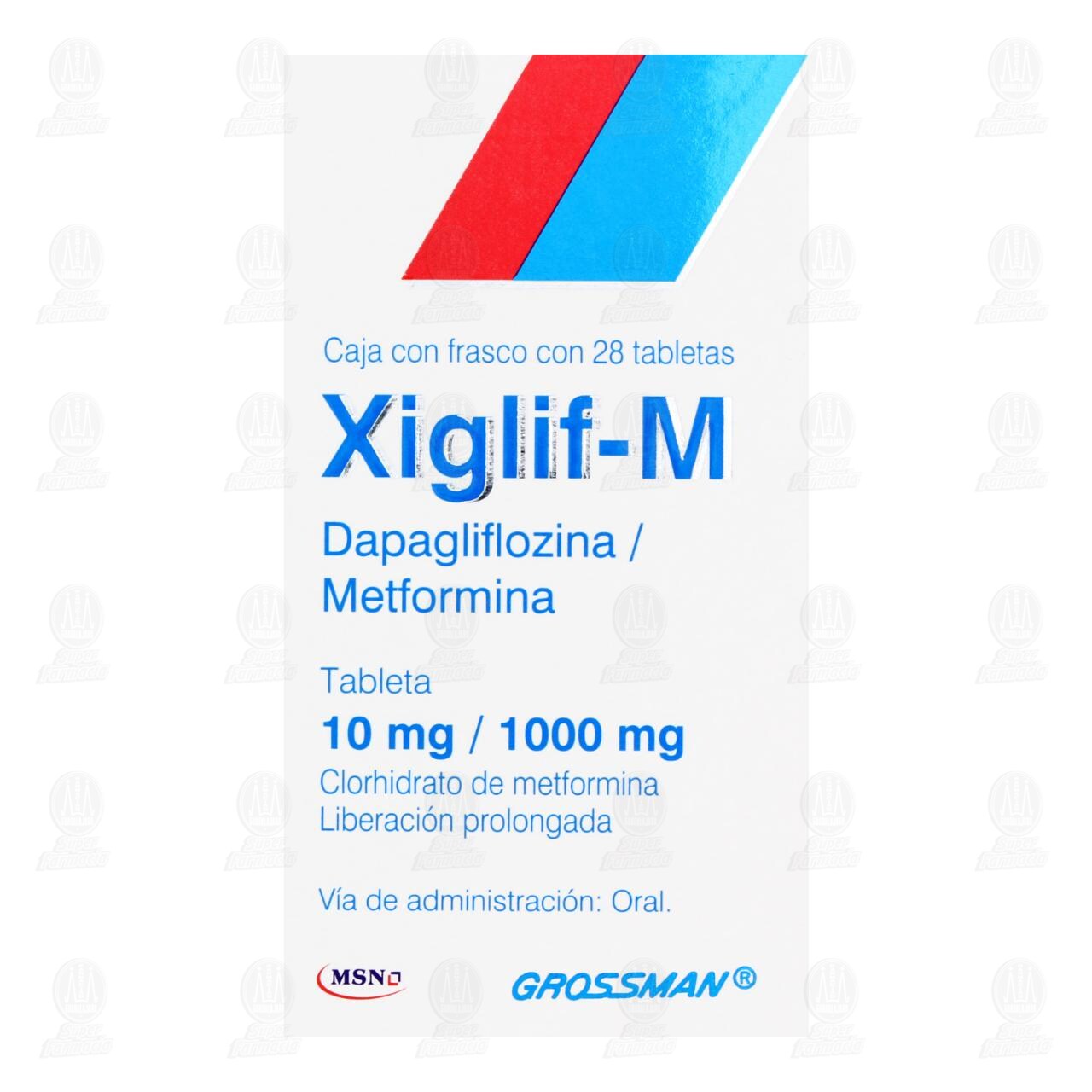 Xiglif-M 10mg/1000mg, 28 Tabletas. image number 1