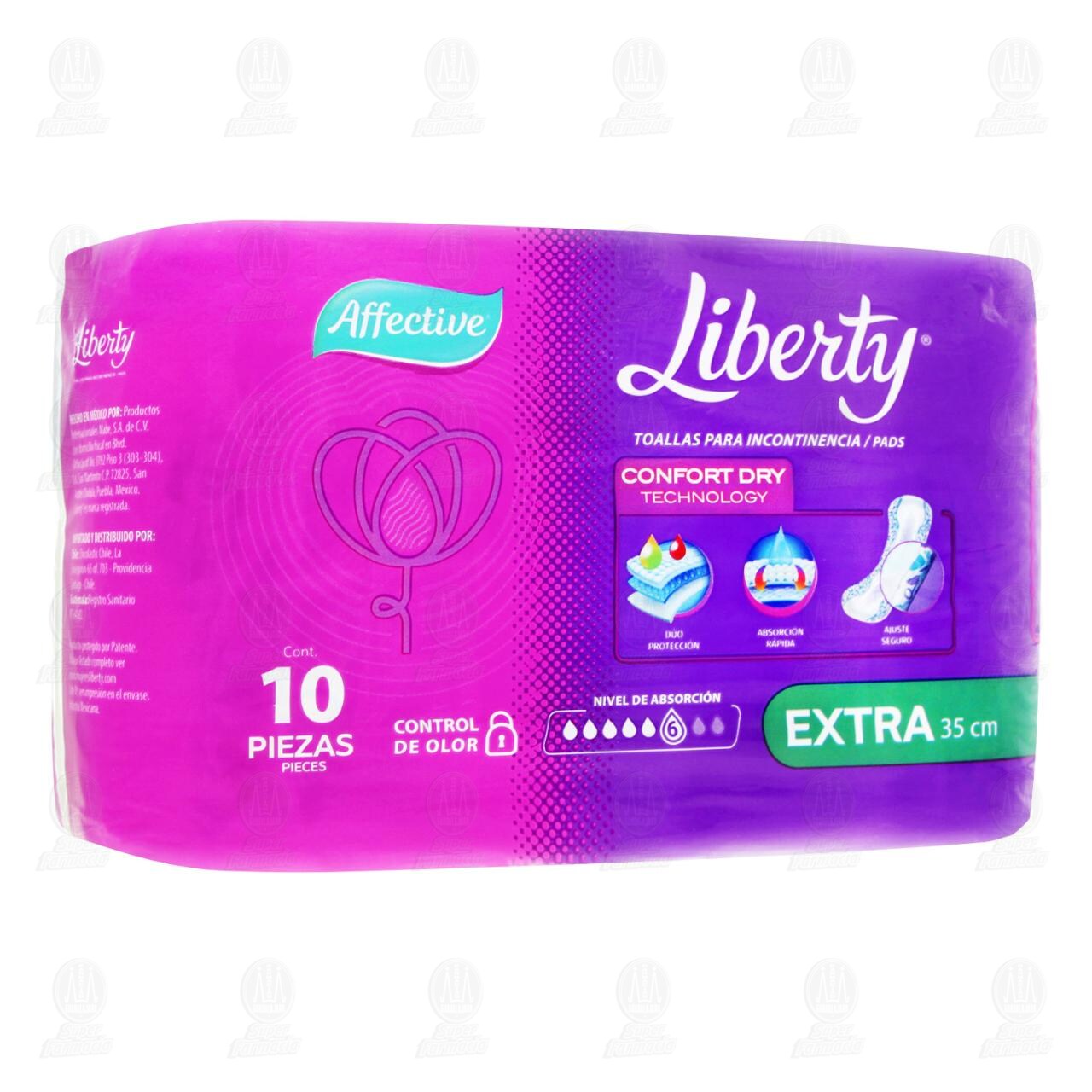 Affective Liberty Extra Toallas para Incontinencia Femenina, 10 pzas.