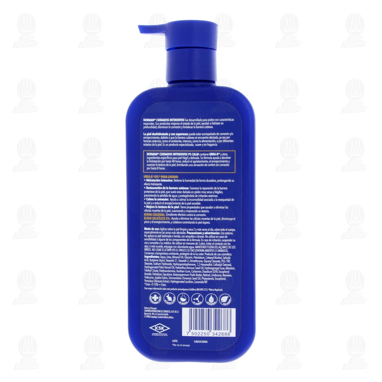 Emulsi&oacute;n Corporal Derman Cuidados Intensivos PS Calm Piel Deshidratada y Agrietada, 400 ml. image number 2