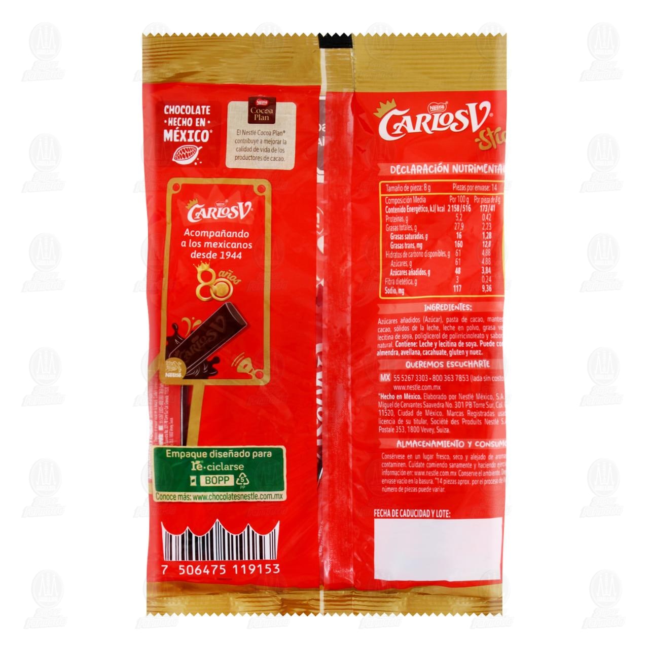 Chocolate Carlos V Stick, 112 gr. image number 1