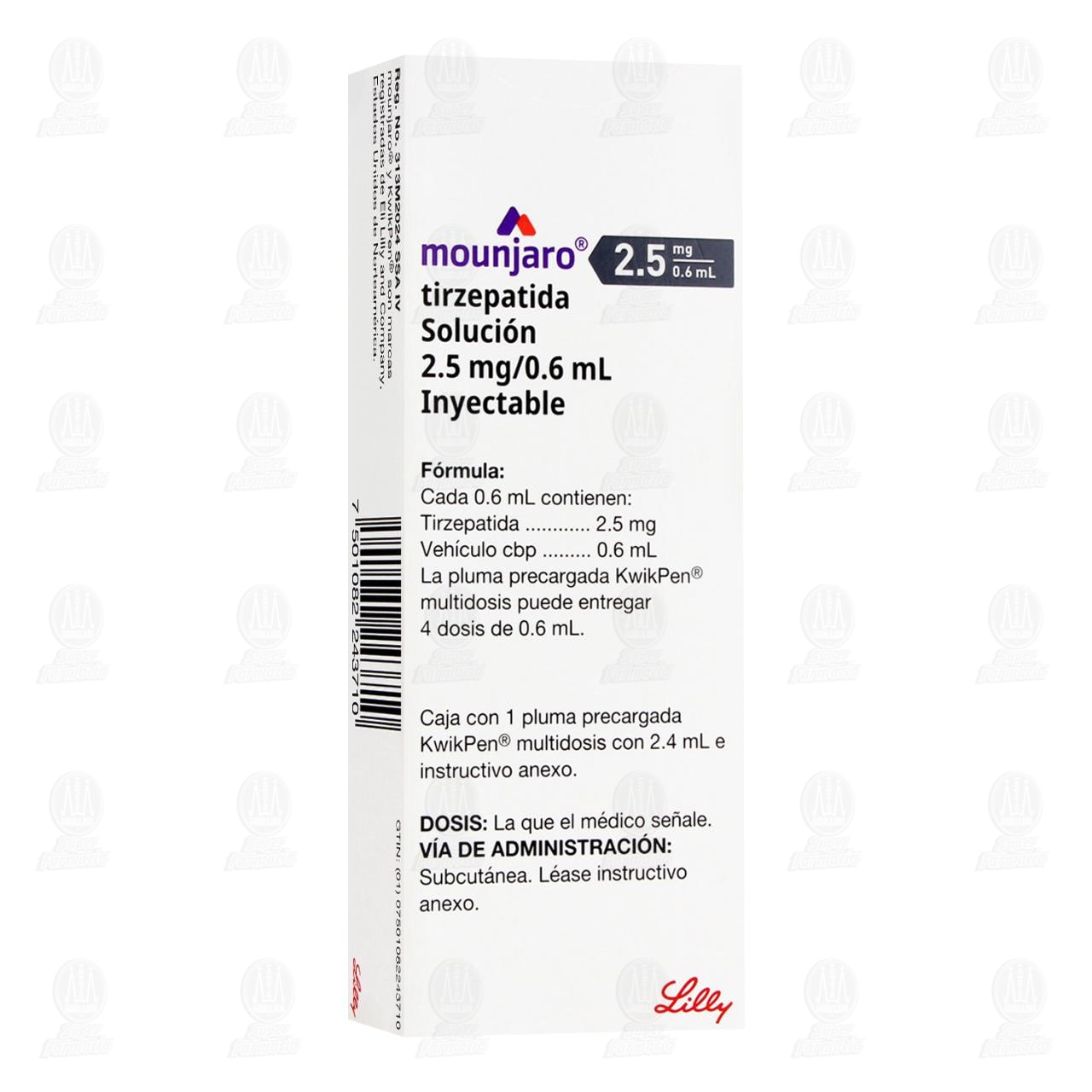 Mounjaro KwikPen 2.5mg/0.6ml Solución Inyectable Pluma Precargada, 2.4 ml. image number 0