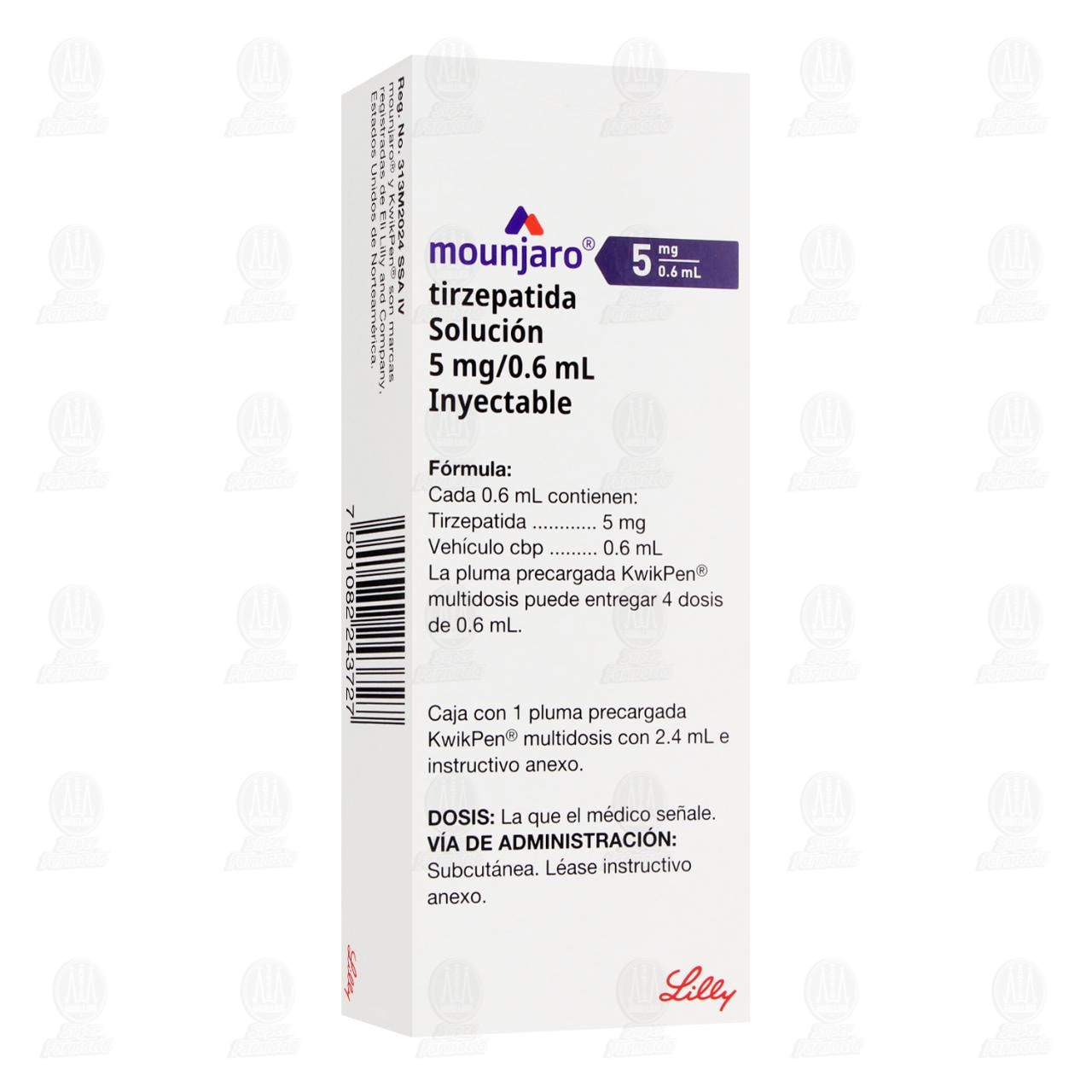 Mounjaro KwikPen 5mg/0.6ml Solución Inyectable Pluma Precargada, 2.4 ml.