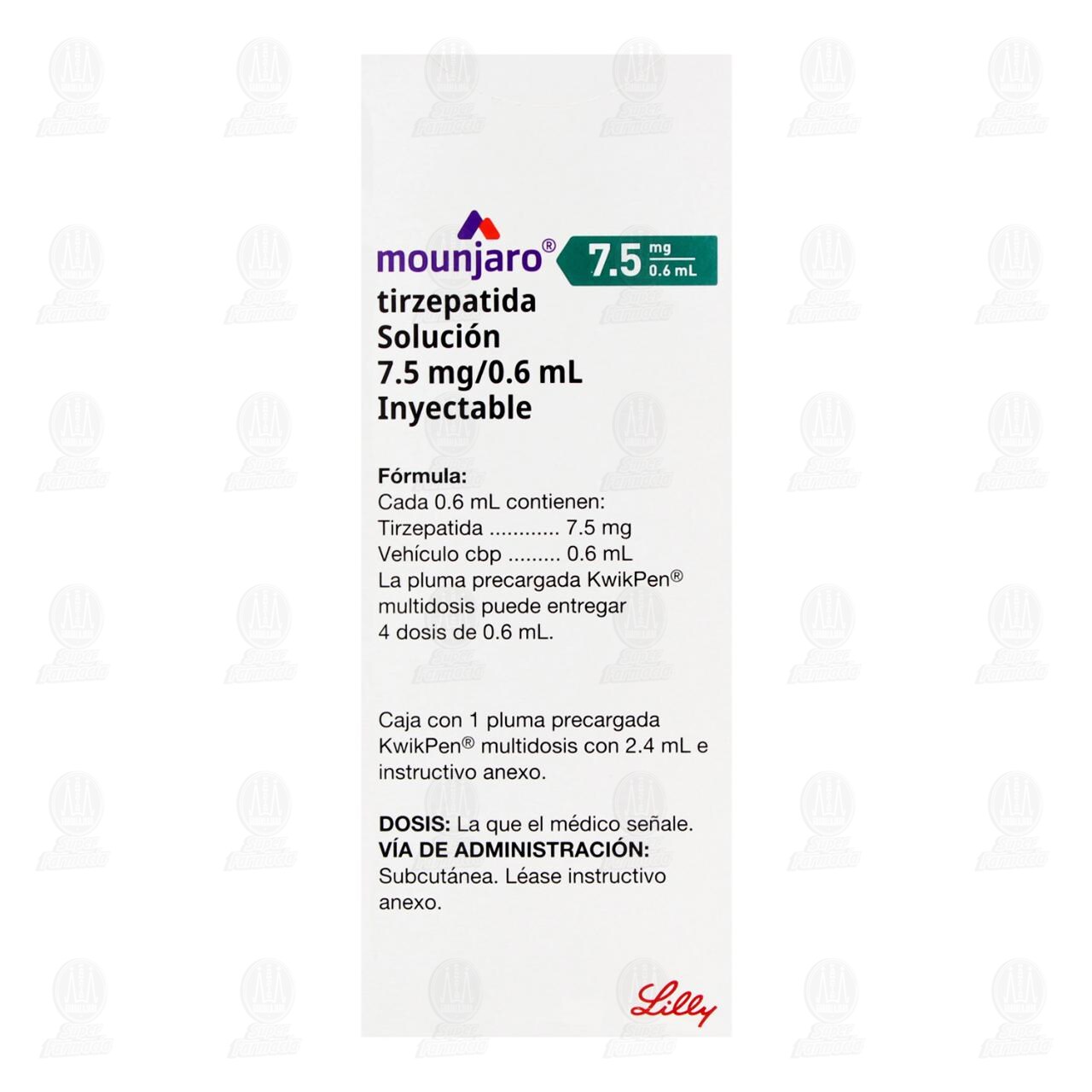 Mounjaro KwikPen 7.5mg/0.6ml en Pluma Precargada Soluci&oacute;n Inyectable, 2.4 ml. image number 1