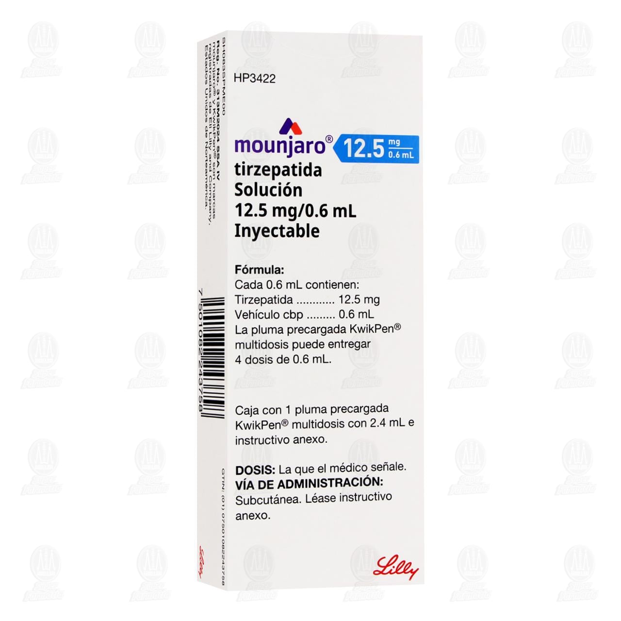 Mounjaro KwikPen 12.5mg/0.6ml en Pluma Precargada Soluci&oacute;n Inyectable, 2.4 ml. image number 0