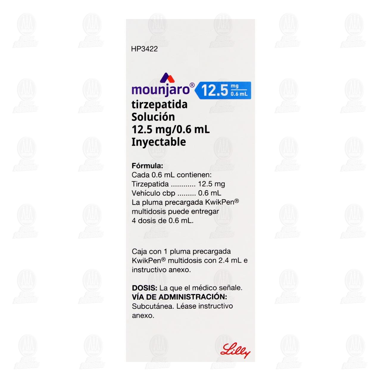 Mounjaro KwikPen 12.5mg/0.6ml en Pluma Precargada Soluci&oacute;n Inyectable, 2.4 ml. image number 1
