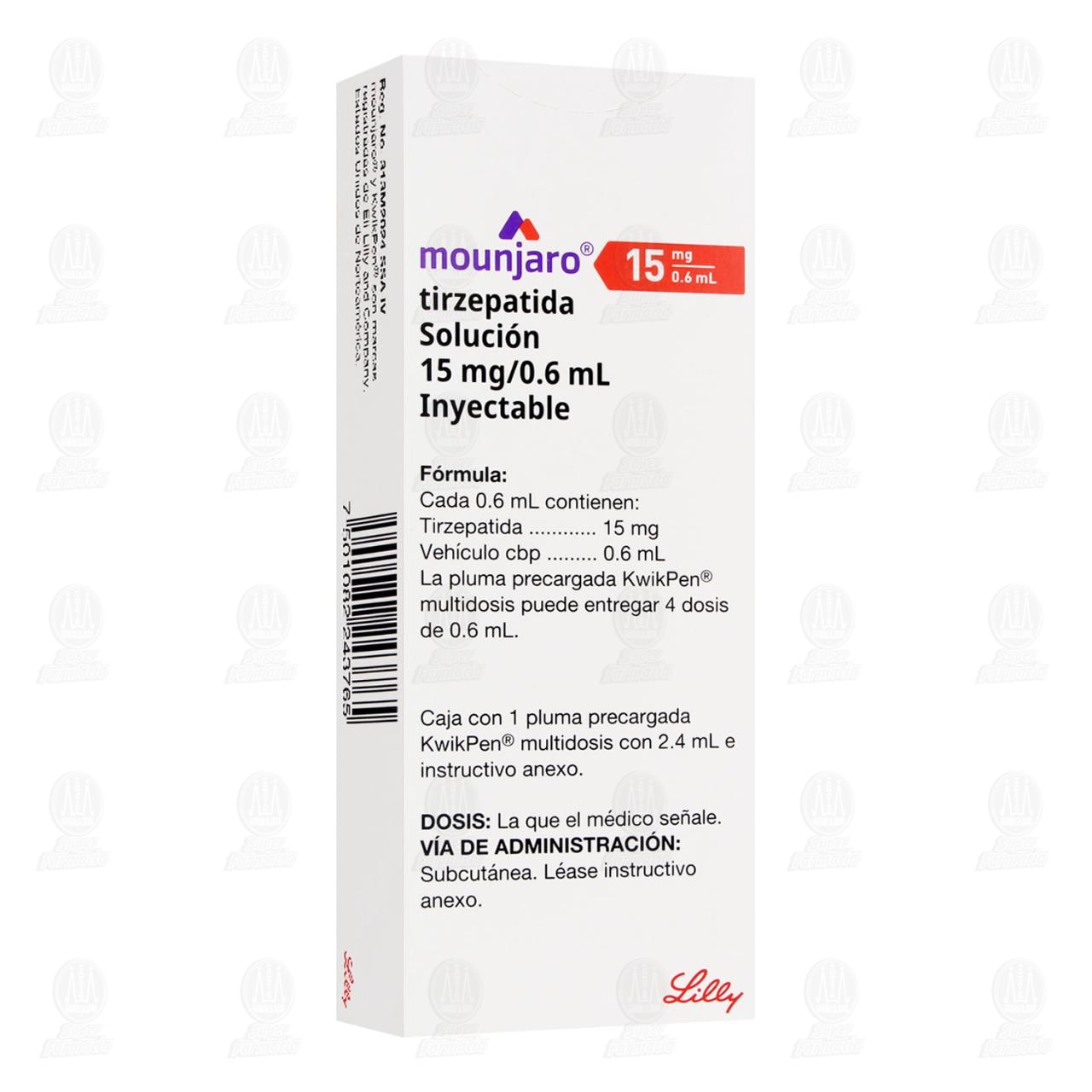 Mounjaro KwikPen 15mg/0.6ml en Pluma Precargada Soluci&oacute;n Inyectable, 2.4 ml. image number 0