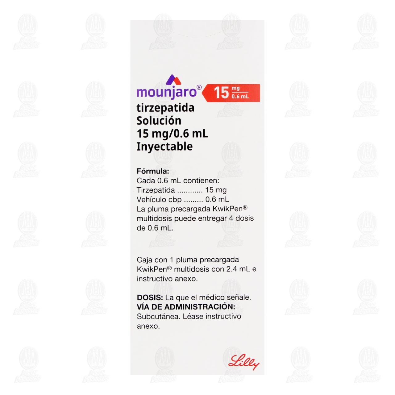 Mounjaro KwikPen 15mg/0.6ml en Pluma Precargada Soluci&oacute;n Inyectable, 2.4 ml. image number 1