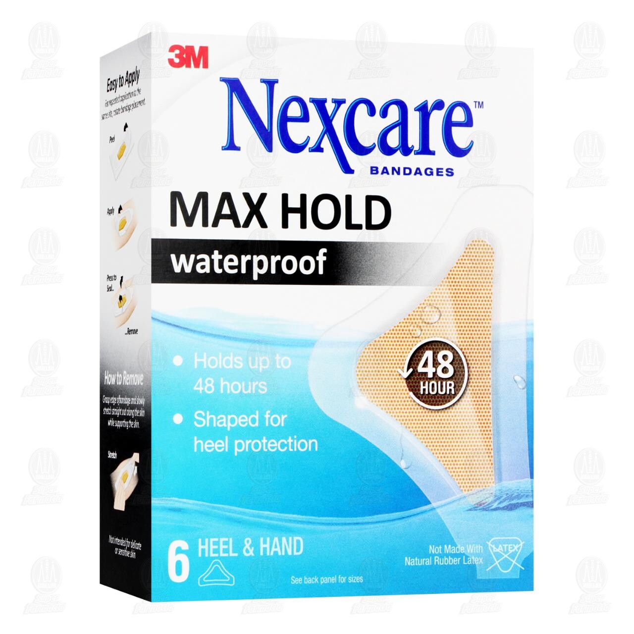 3M Nexcare Venditas Impermeables Max Hold Waterproof 44mm x 71mm, 6 pzas. image number 0