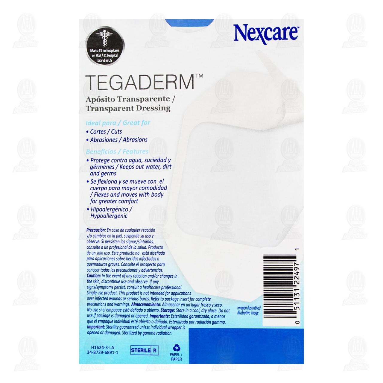 3M Nexcare Tegaderm Ap&oacute;sito Transparente 6cm x 7cm, 3 pzas. image number 2