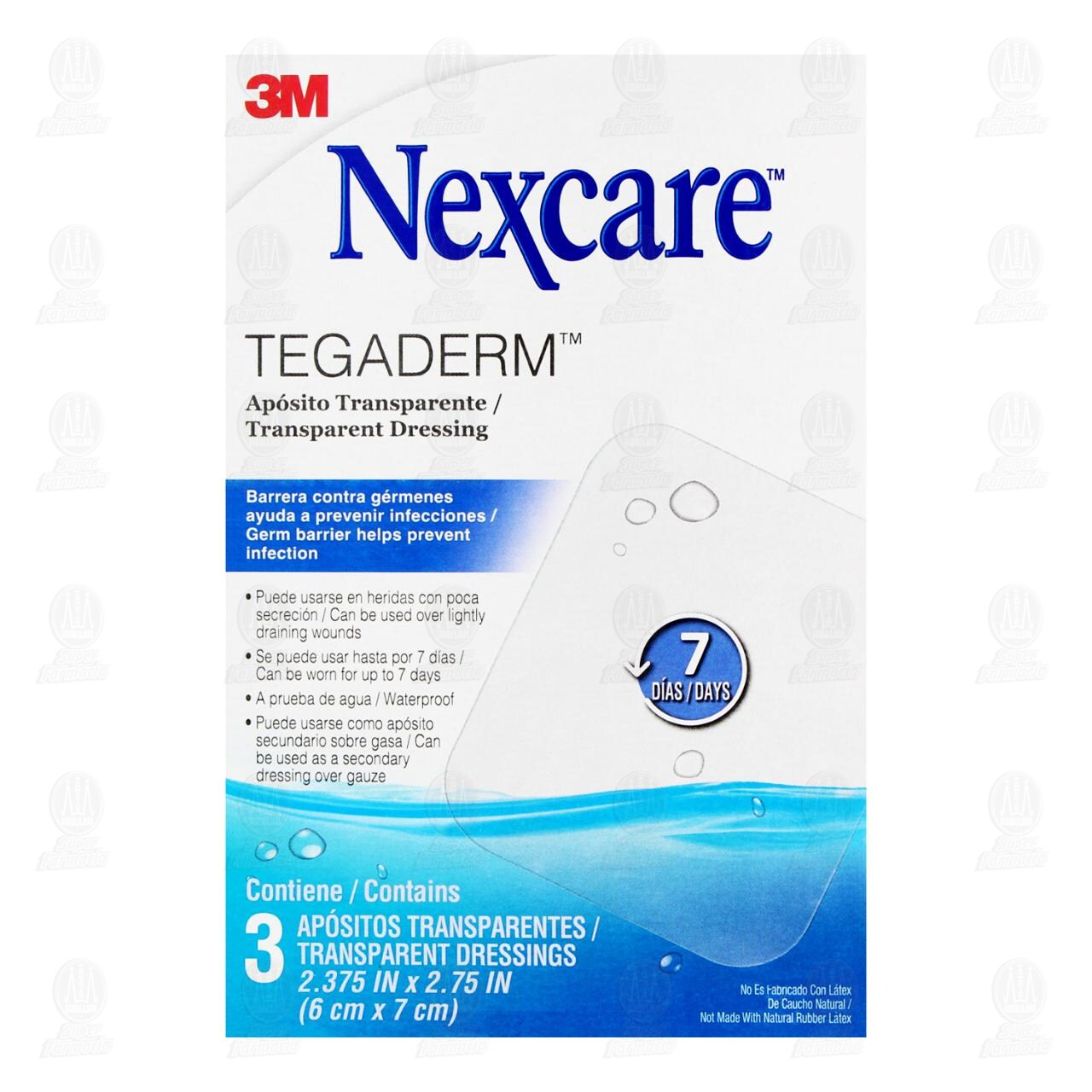 3M Nexcare Tegaderm Ap&oacute;sito Transparente 6cm x 7cm, 3 pzas. image number 1