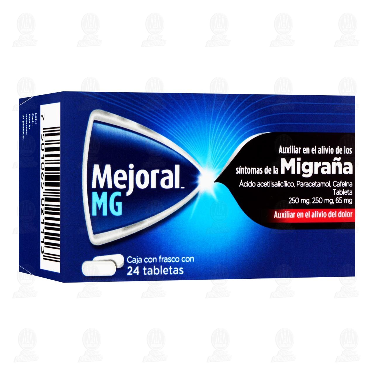 Imagen para Mejoral MG 250mg/250mg/65mg, 24 Tabletas.
