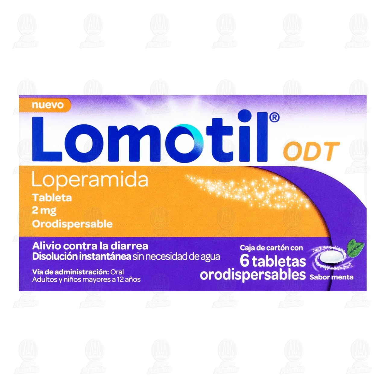 Lomotil ODT 2 mg, 6 Tabletas Orodispersables. image number 1