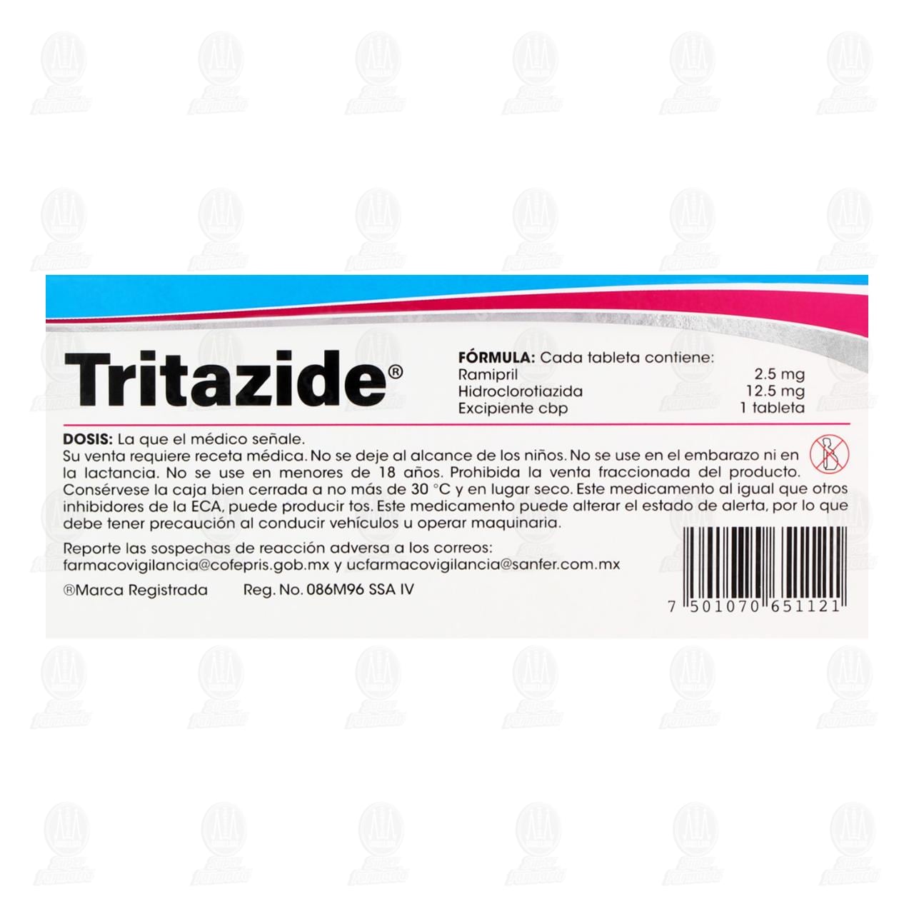Tritazide 2.5mg/12.5mg, 32 Tabletas. image number 2