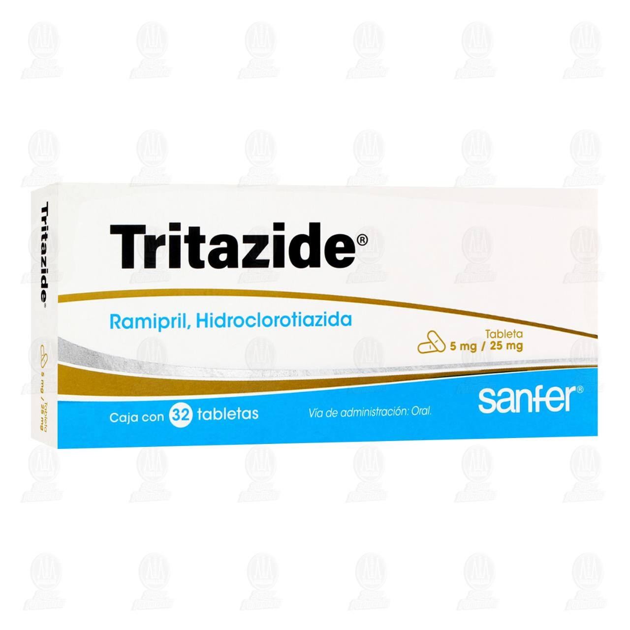 Tritazide 5mg/25mg, 32 Tabletas. image number 0