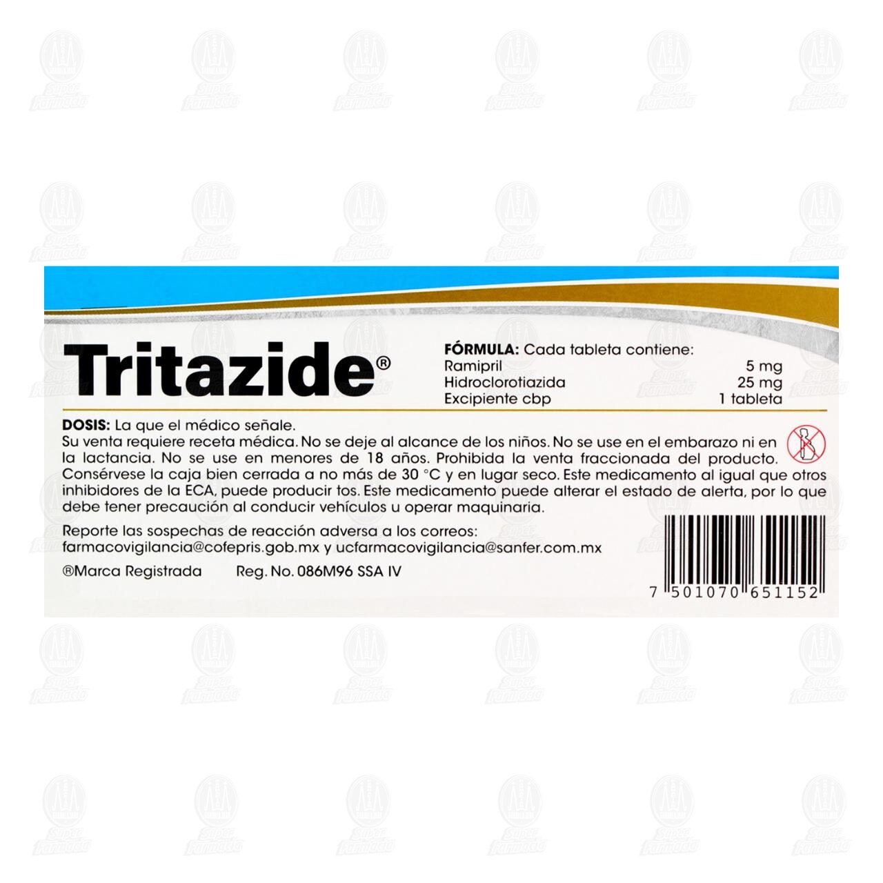 Tritazide 5mg/25mg, 32 Tabletas. image number 2
