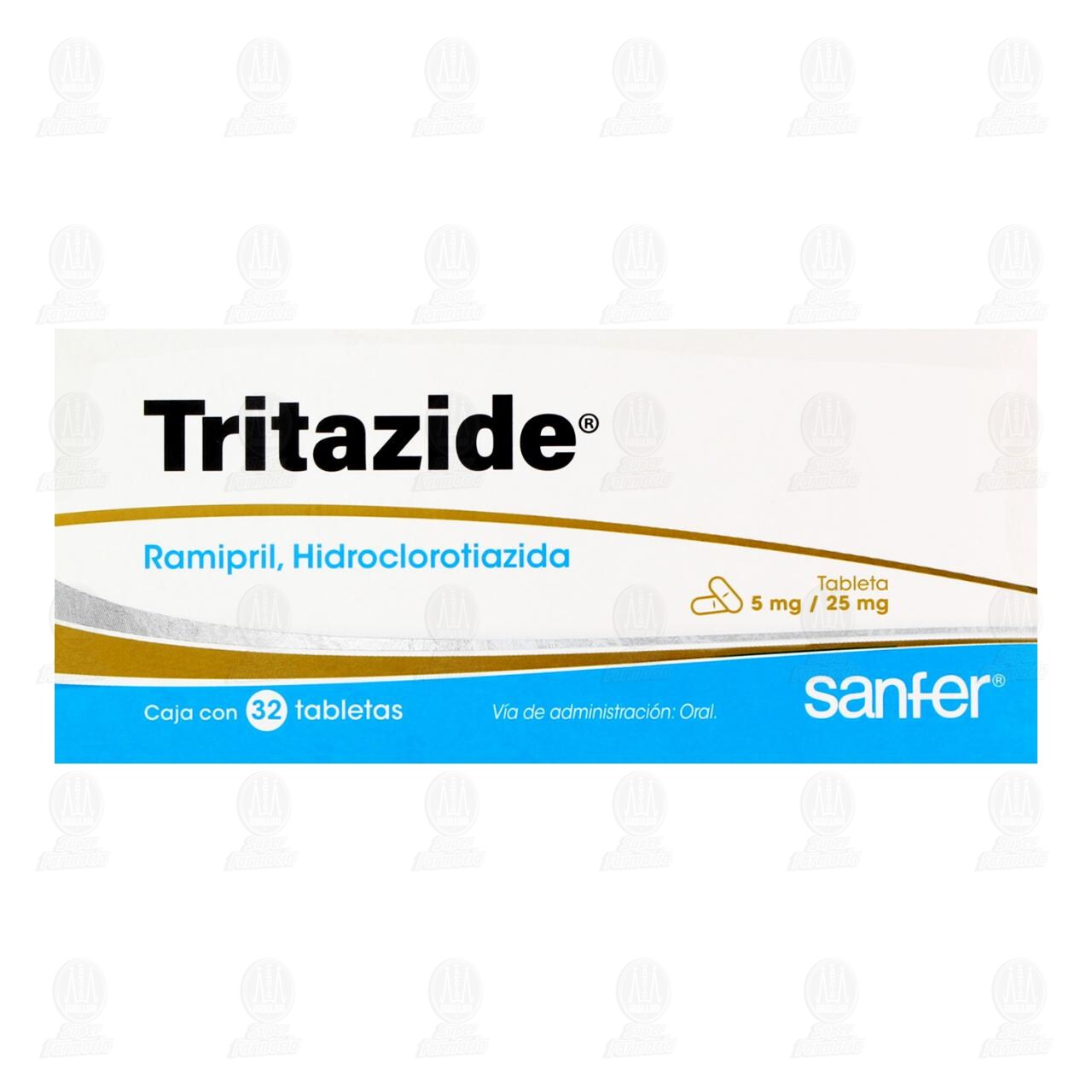 Tritazide 5mg/25mg, 32 Tabletas. image number 1