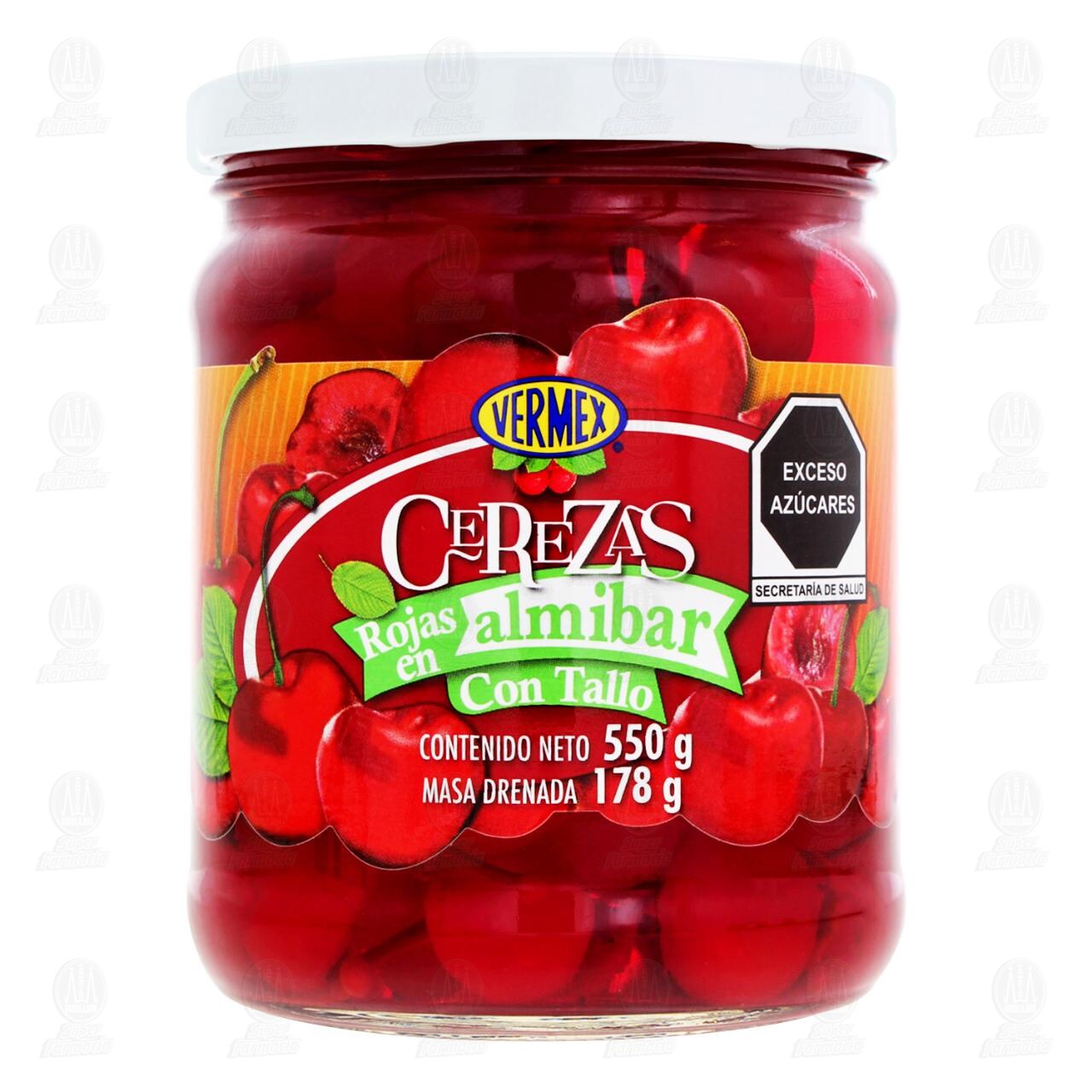 Cerezas Rojas en Almíbar Vermex con Tallo, 550 gr. image number 1