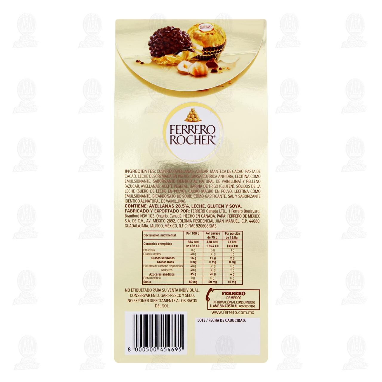 Galleta Cubierta con Trocitos de Avellanas y Relleno Cremoso Ferrero Rocher, 6 pzas 75 gr. image number 2