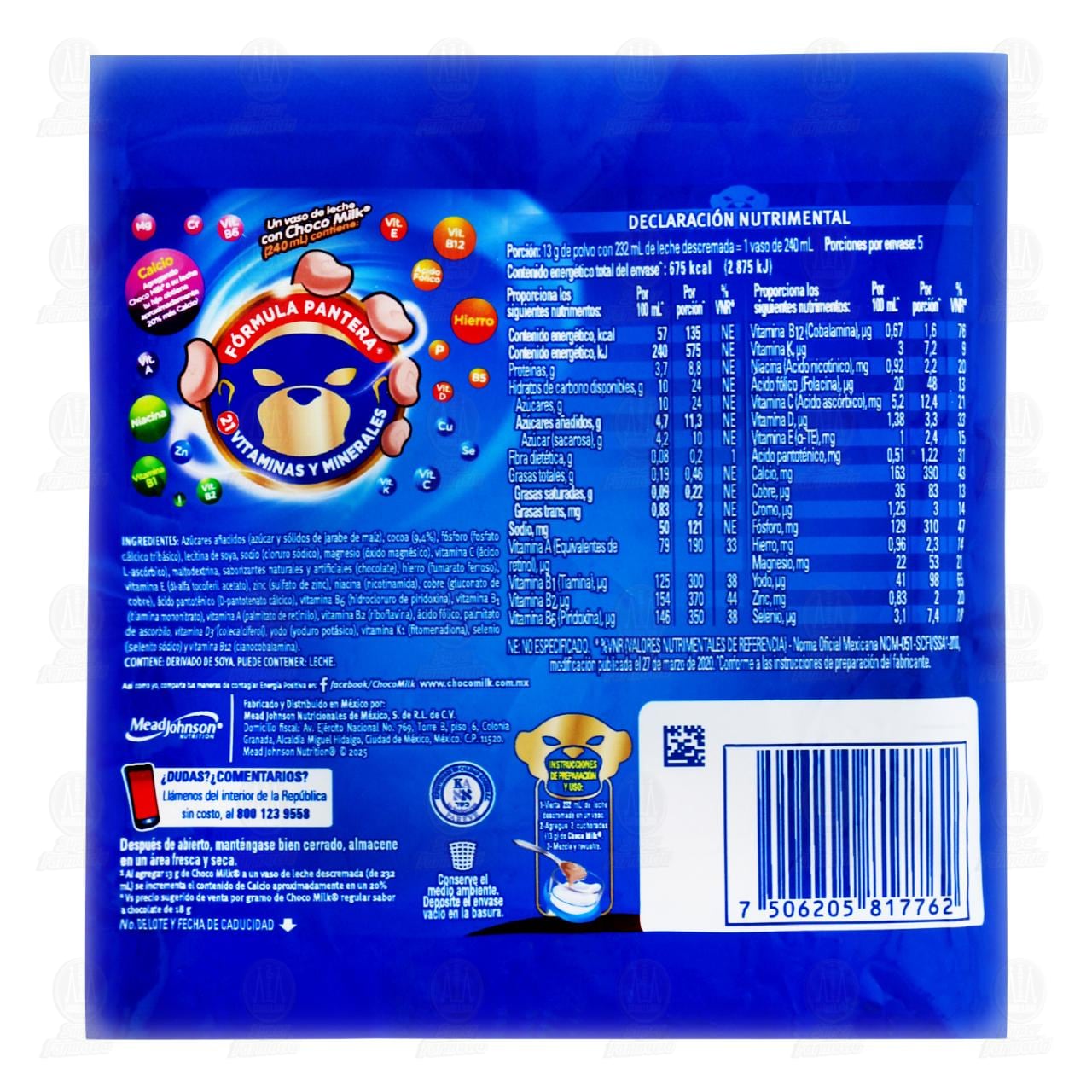 Choco Milk Sabor a Chocolate con Cocoa, 65 gr. image number 1