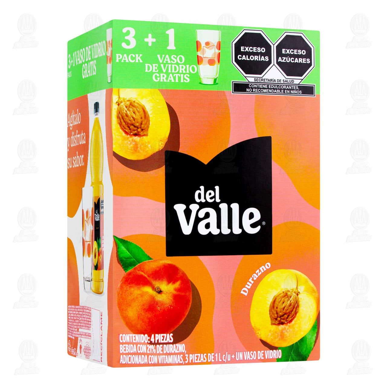 Pack N&eacute;ctar del Valle de Durazno + 1 Vaso Gratis, 4 pzas. image number 0