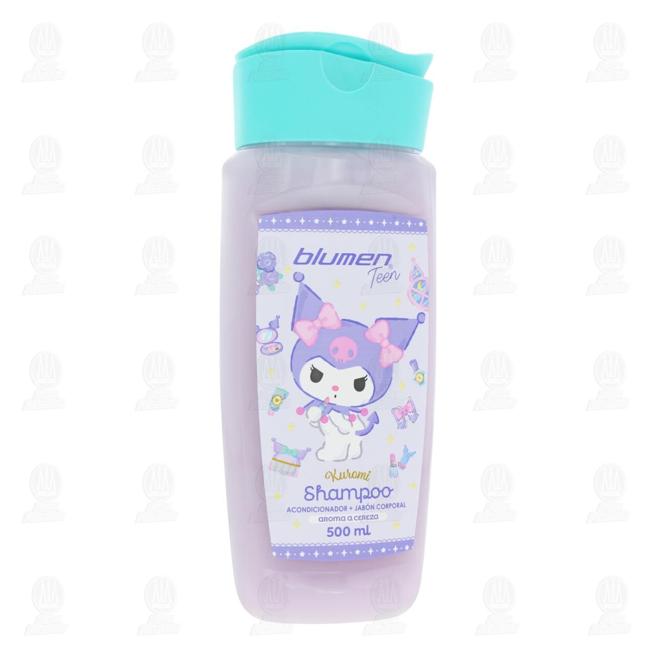 Shampoo 3 en 1 Blumen Teen Kuromi Aroma a Cereza, 500 ml.