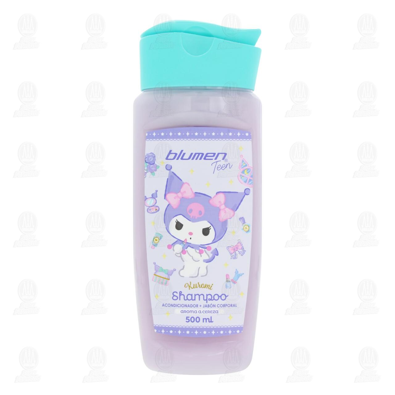 Shampoo 3 en 1 Blumen Teen Kuromi Aroma a Cereza, 500 ml. image number 1