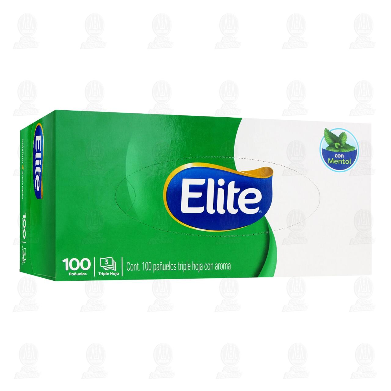 Pa&ntilde;uelos Elite Triple Hoja con Mentol, 100 pzas.