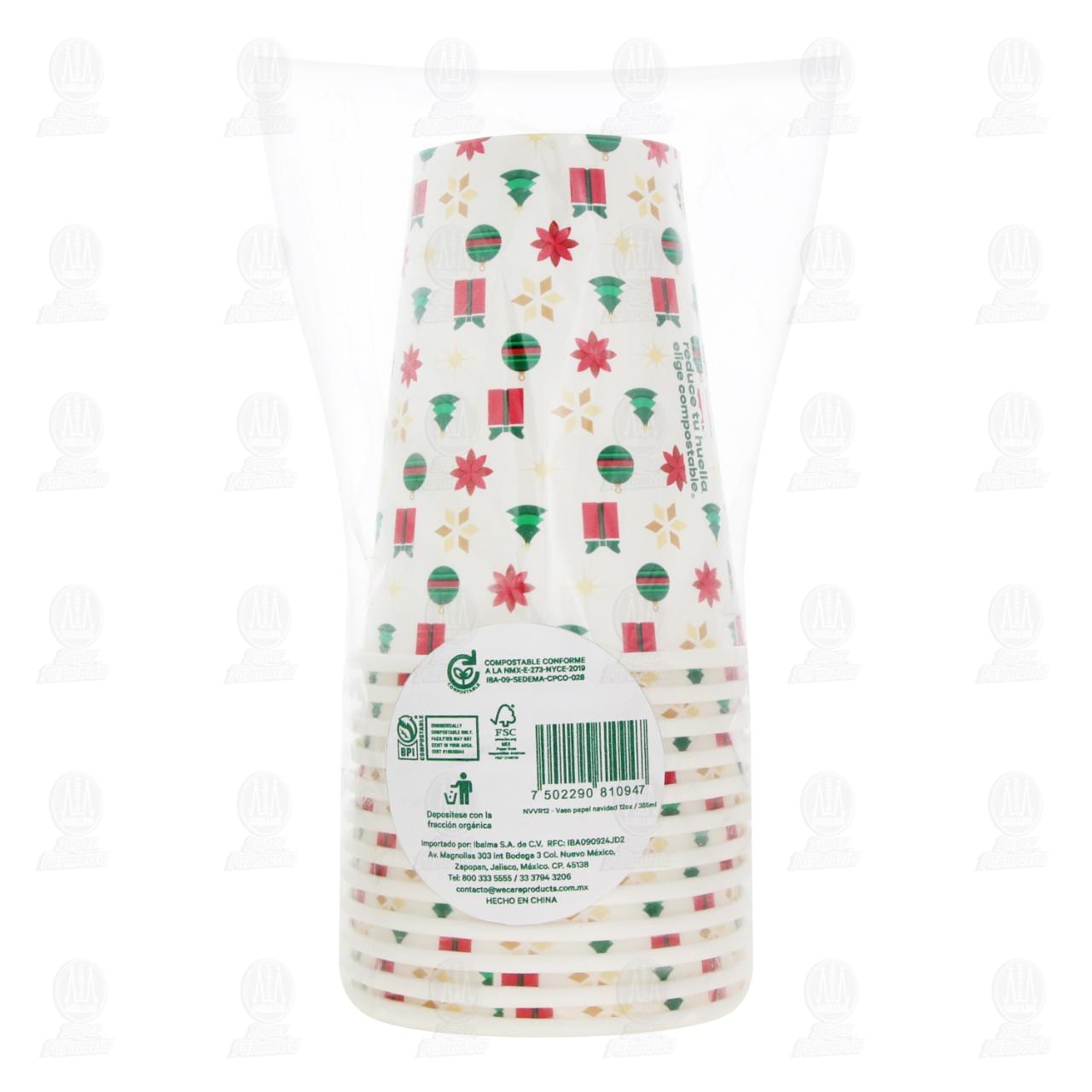 Vasos de Papel Wecare Navidad, 12 pzas. image number 1