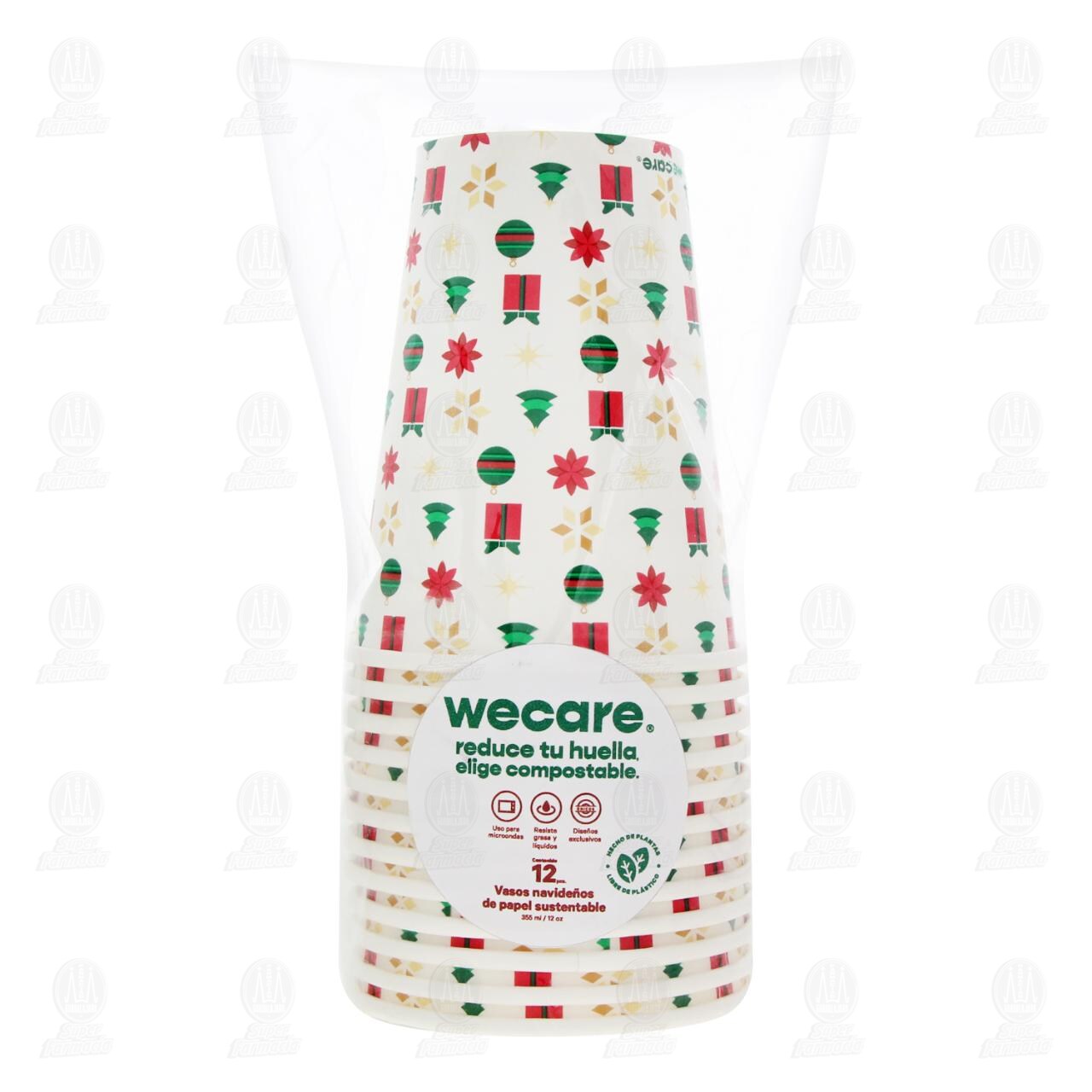 Vasos de Papel Wecare Navidad, 12 pzas. image number 0