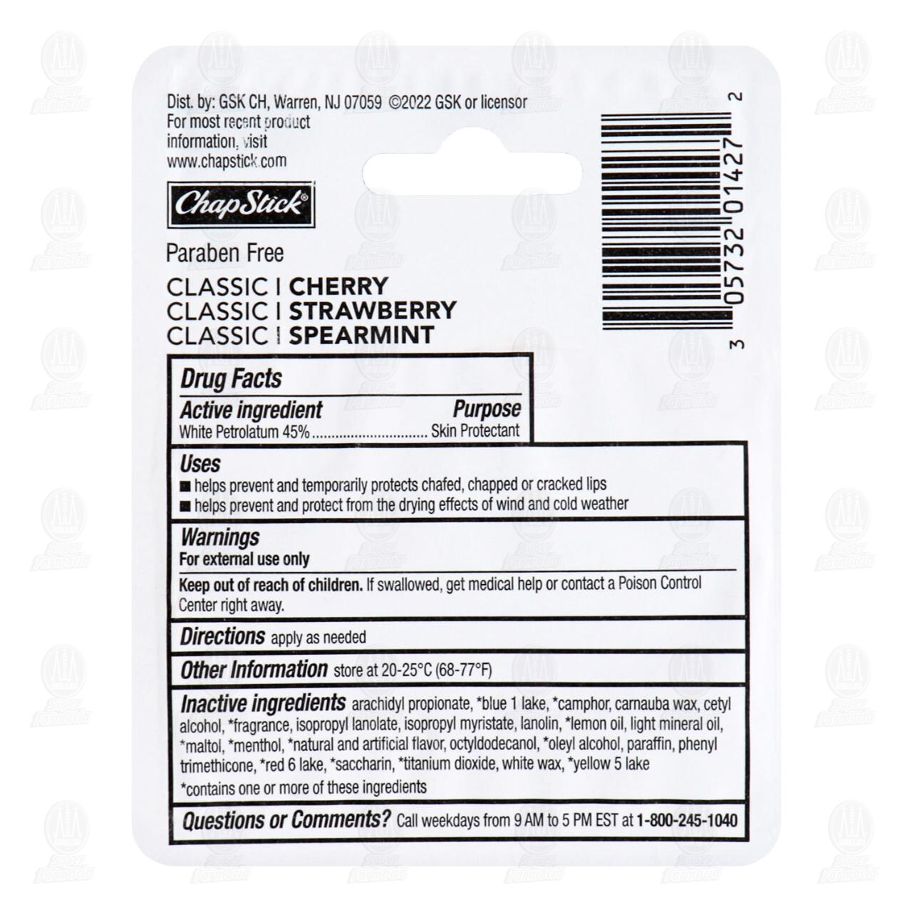 Pack B&aacute;lsamo Labial Chap Stick Classic Spearmint + Classic Strawberry + Classic Cherry, 3 pzas. image number 1