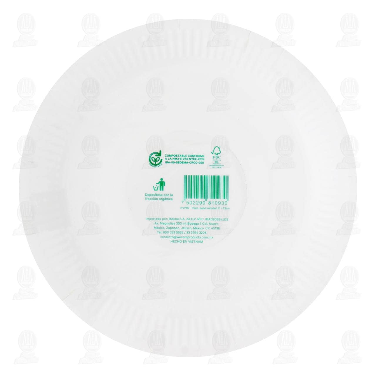 Platos Medianos de Cart&oacute;n Wecare Navidad, 15 pzas. image number 1