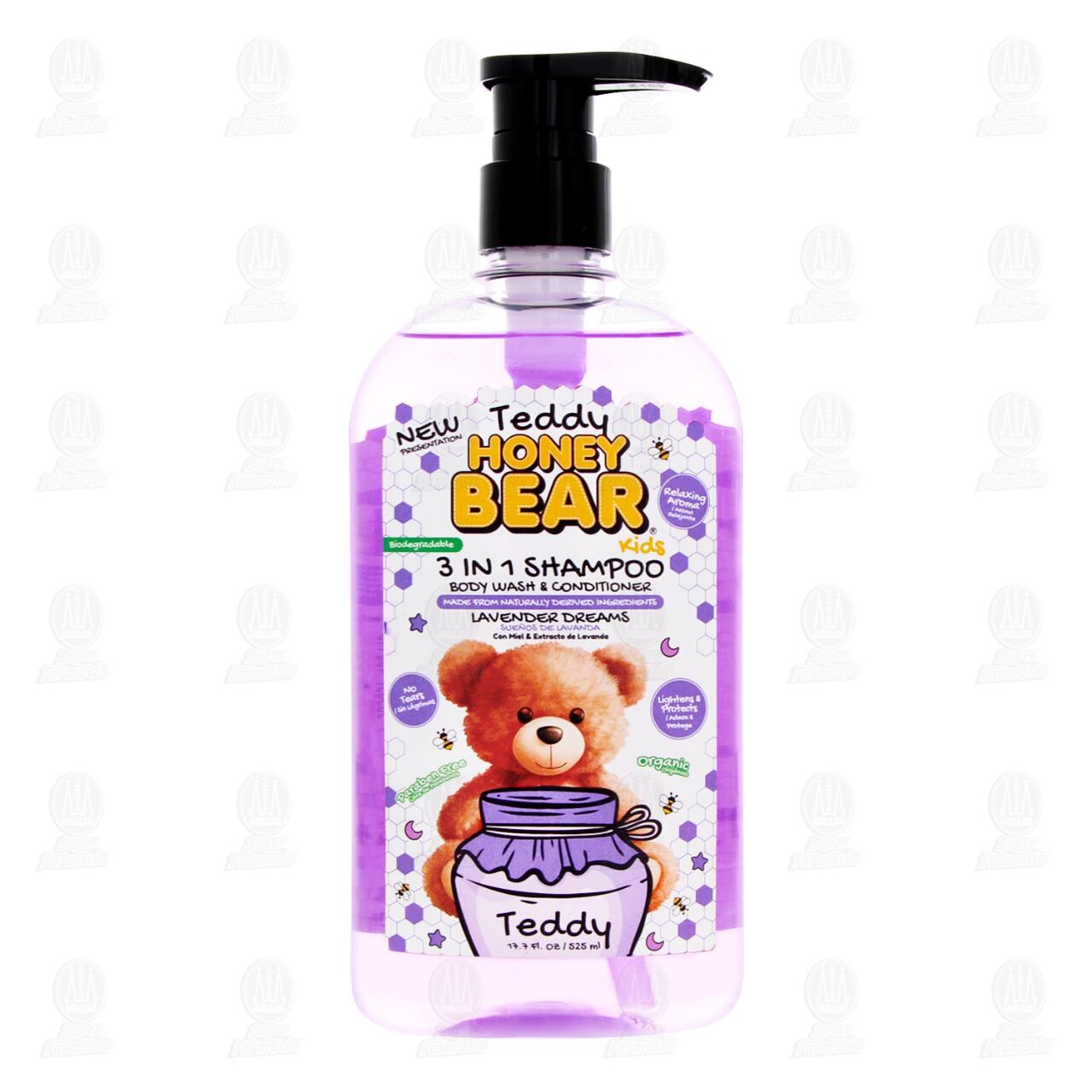 Shampoo Teddy Honey Bear 3 en 1 Honey & Lavender, 525 ml. image number 1