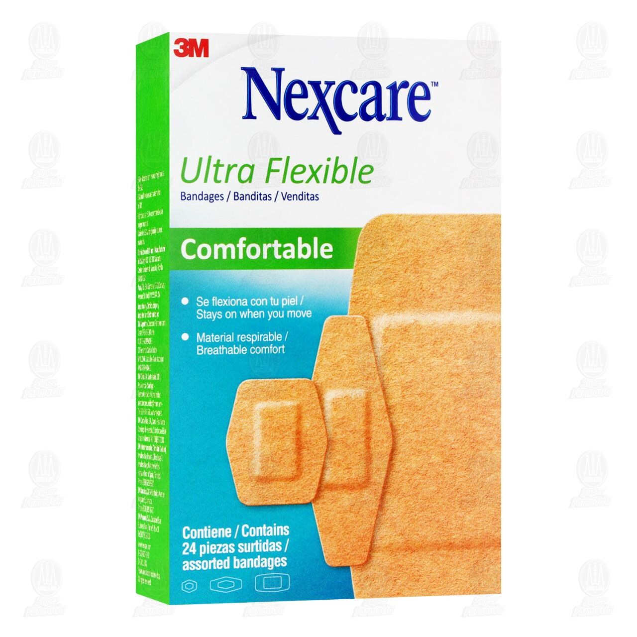 3M Nexcare Ultra Flexible Comfortable Venditas Surtidas, 24 pzas.