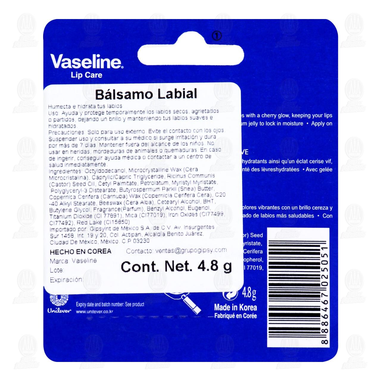 B&aacute;lsamo para Labios Vaseline Lip Care Cherry Blush, 4.8 gr. image number 1