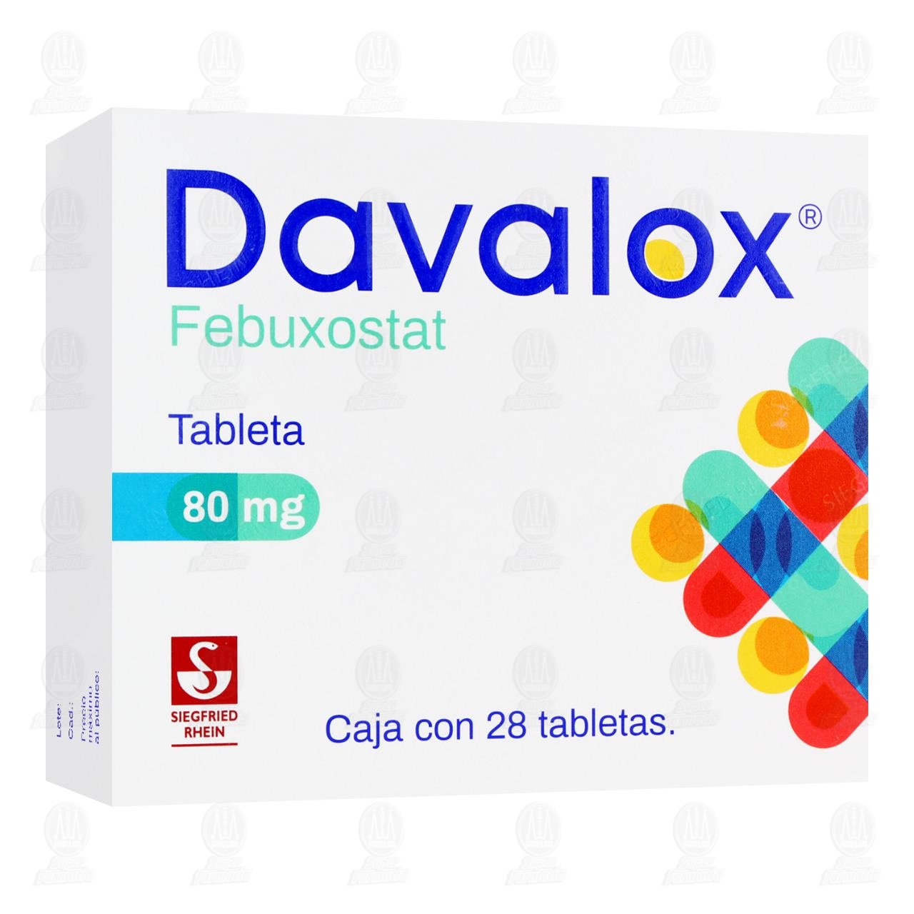 Davalox 80 mg, 28 Tabletas. image number 0