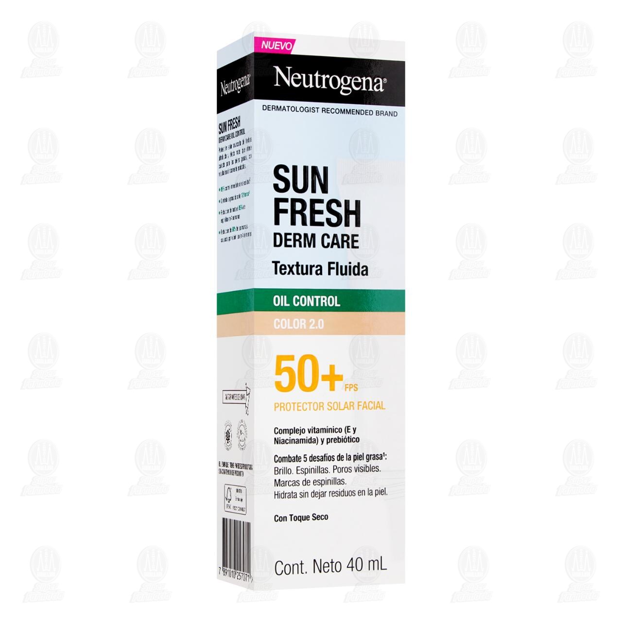 Protector Solar Facial Neutrogena Sun Fresh Derm Oil Control Color 2.0 FPS 50+, 40 ml. image number 0