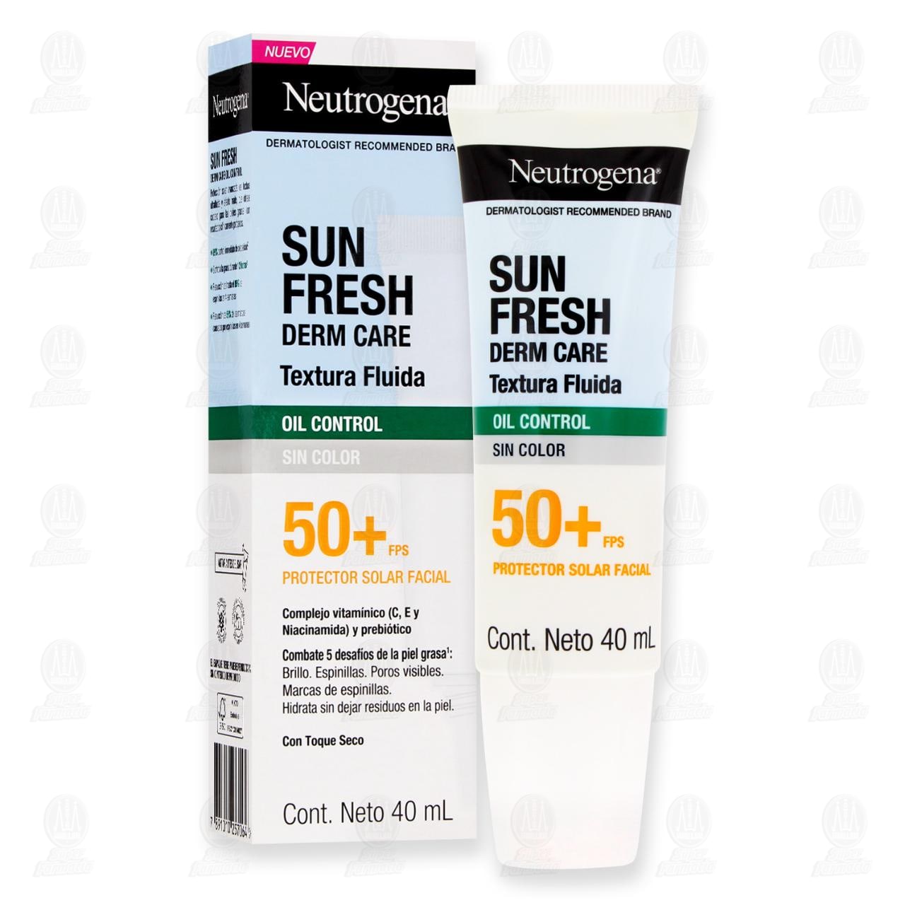 Protector Solar Facial Neutrogena Sun Fresh Derm Care Oil Control Sin Color FPS 50+, 40 ml. image number 3